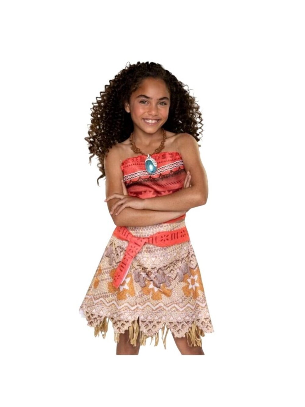 Disney Moana Girls Costume 4-6X Fantasy Two-Piece Skirt Fringe Halloween Cosplay
